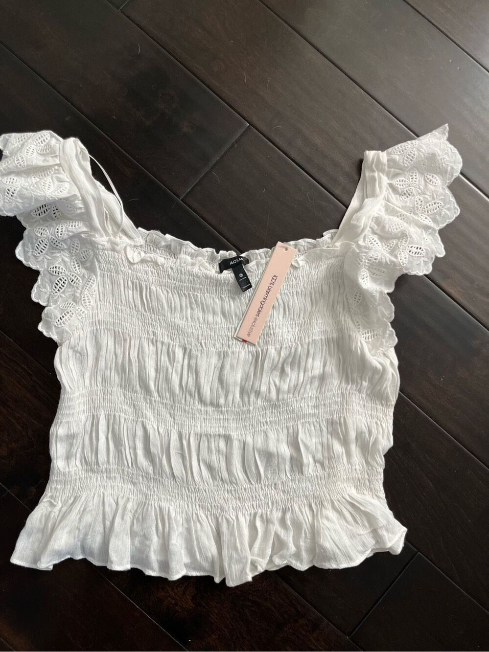 NWT Aqua Womens Eyelet Square Neck Cropped
